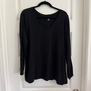 Lane Bryant Black Long Sleeve V-Neck Top